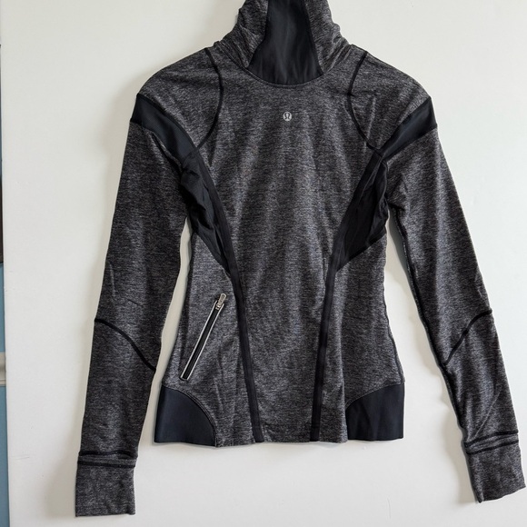 Lululemon Defined Running Jacket Half Zip Pullover Gray Black Size 4 Outerwear - Picture 3 of 12